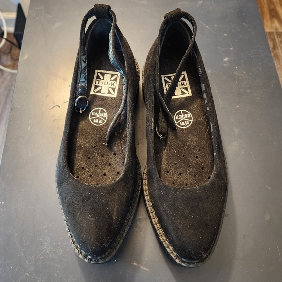 T.U.K. Black Pointed Ballet Ankle Strap Creeper - Picture 1 of 4